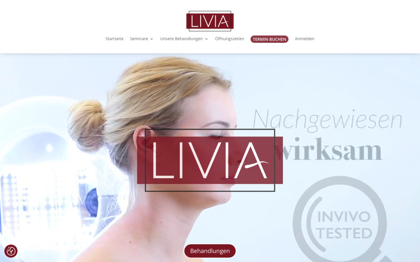 Startseite von LIVIA Kosmetik- und Nagelstudio im Browser