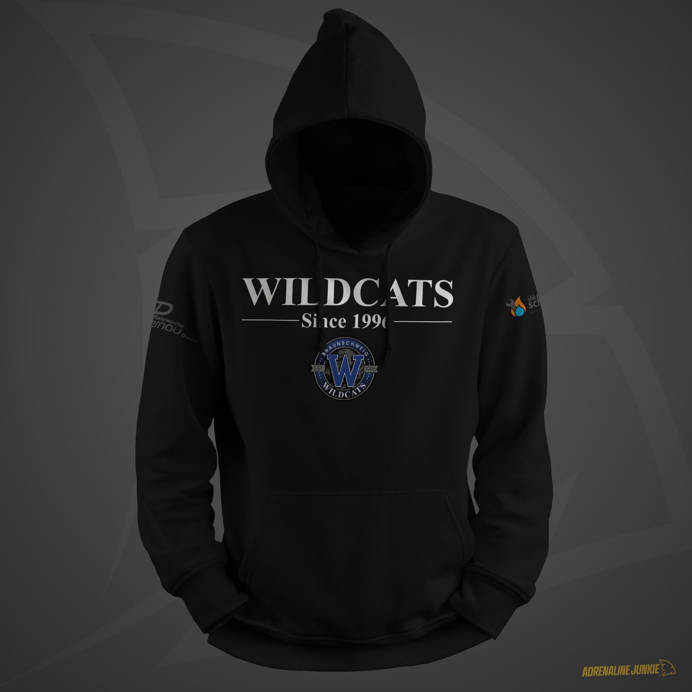 Hoodie-Mockup mit Wildcats-Schriftzug und Logo
