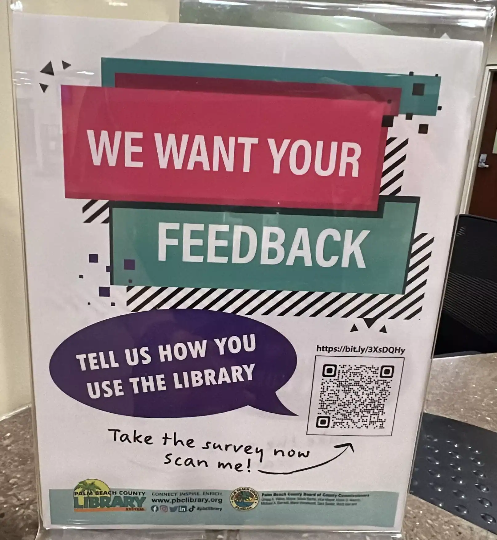 A QR code showing how to leave feedback. Palm Beach County Library Glades Road GCNN Good Citizen News Network goodcitizennewsnetwork.com News That's Not Fake