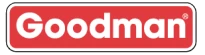 Goodman logo with white text on a red background, outlined in white and gray.