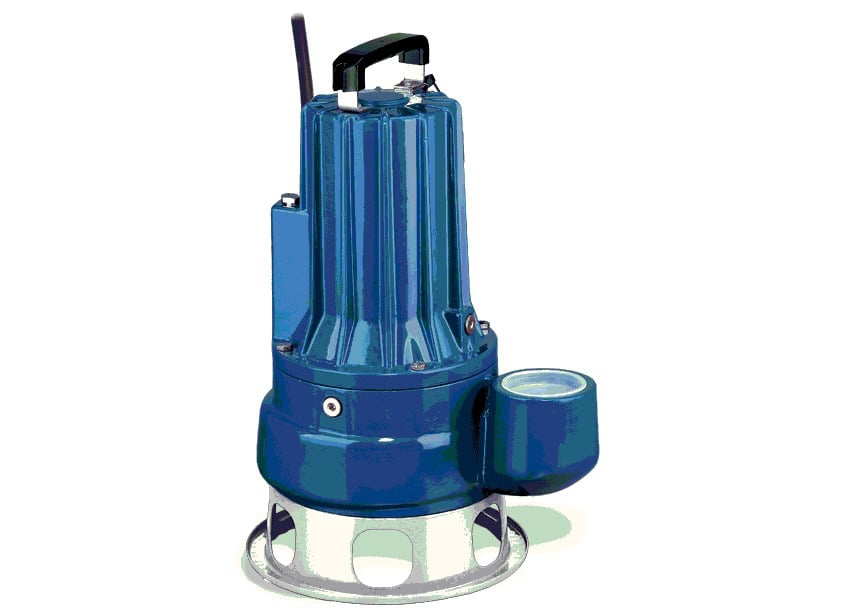 Blue submersible pump for industrial pumping solutions.