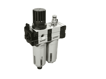 Pneumatic air filter regulator for industrial automation systems.