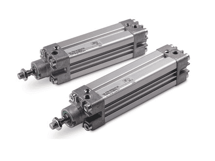 Two pneumatic cylinders used in industrial automation systems.