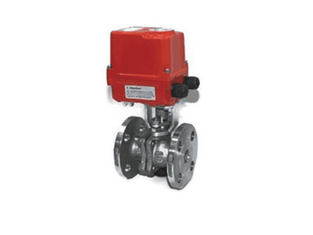 Industrial valve with electric actuator for precise flow control.