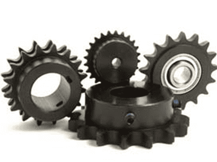 Set of metal gears used in power transmission systems.