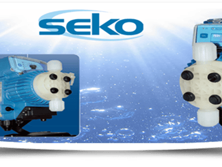 SEKO pumping solution with blue and white components for industrial use.