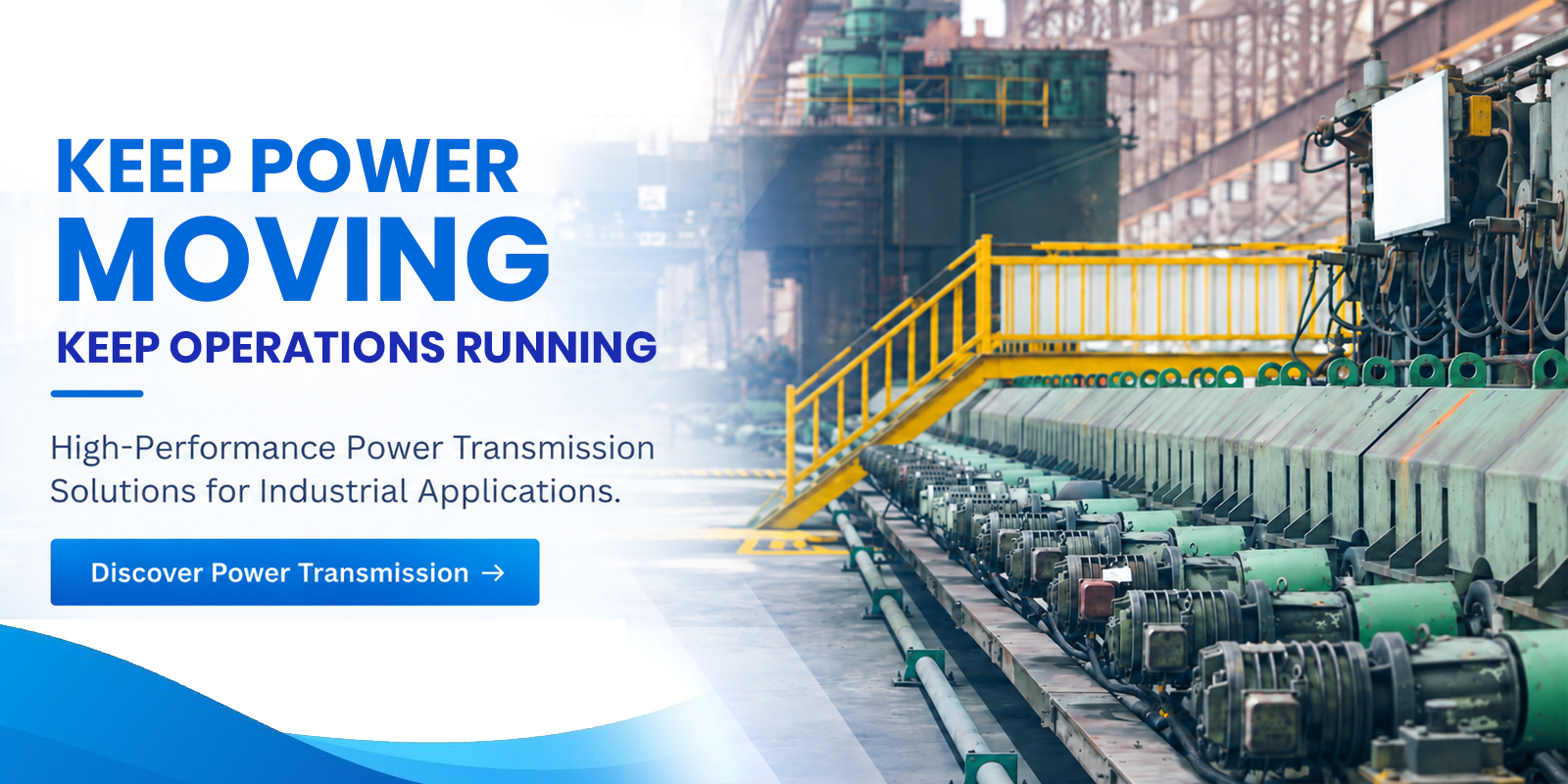 Industrial power transmission equipment in a factory setting.