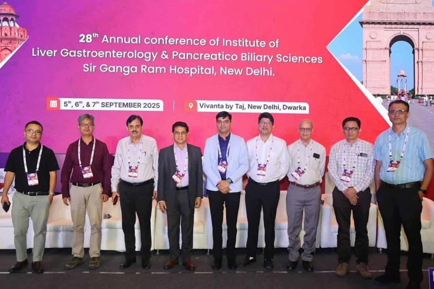 Group of medical professionals at the Liver Gastroenterology conference in New Delhi.