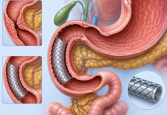Gastrointestinal stent placement for digestive health treatment.