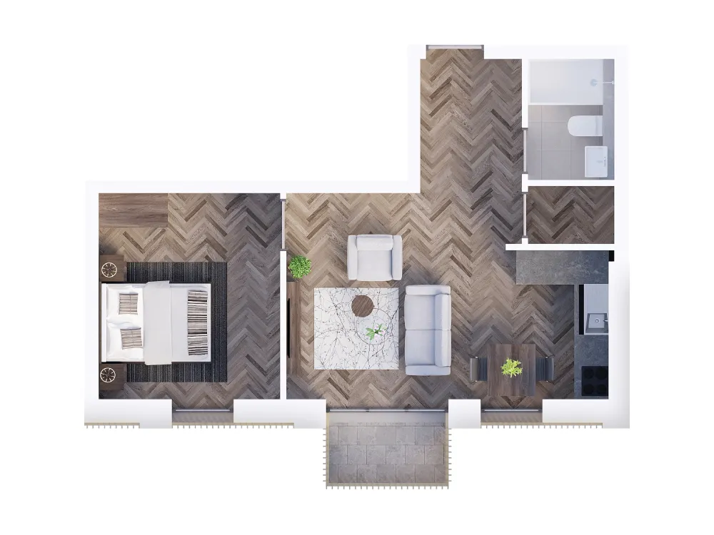 The Hive - 1 bed floorplan