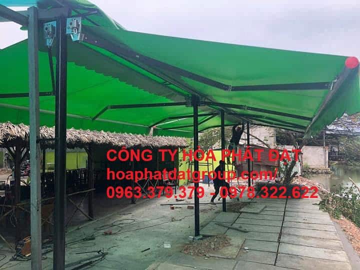 Lắp đặt mái xếp bạt kéo sân trước nhà tại Phan Rang Mái xếp lượn sóng công ty hòa phát đạt thi công tại Phan Rang