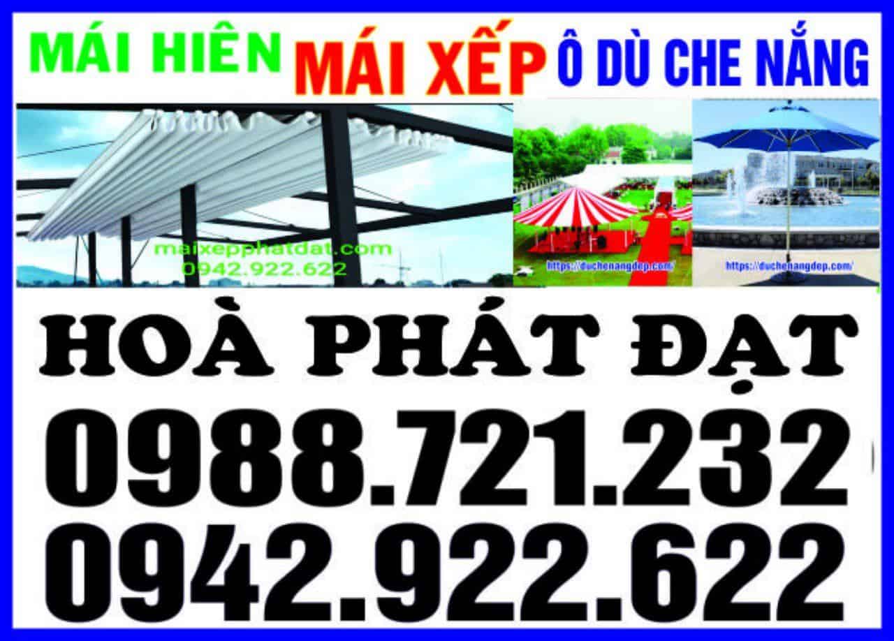 Thiết kế mái xếp bạt kéo cho quán ăn nhà hàng vải bạt che nắng mưa ngoài trời do hòa phát đạt cung cấp cho nhà hàng