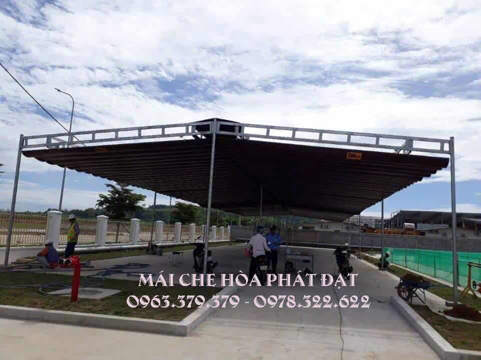 Mái xếp nhà xe Mái xếp che nhà xe bệnh viện công ty