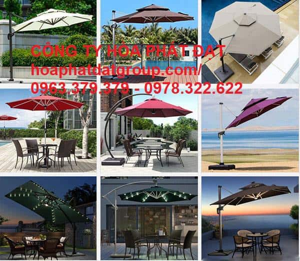 Mẫu sản phẩm dù che nắng hòa phát đạt cho quán cafe sản phẩm dù che nắng hòa phát đạt lệch tâm tròn vuông