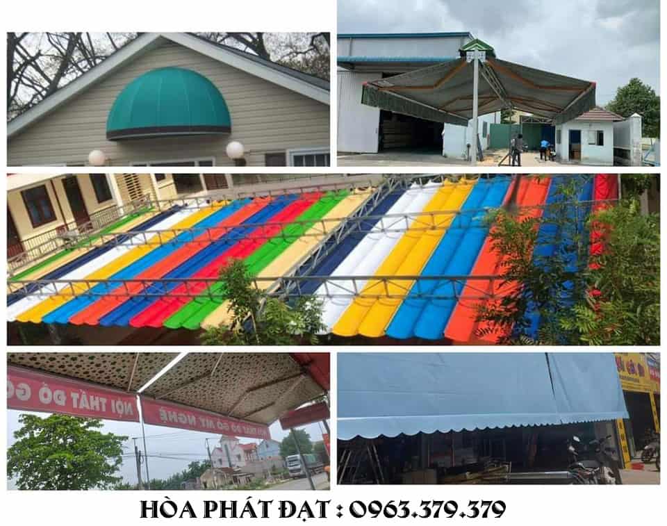 Thi công mái xếp di động che nắng mưa ngoài trời Bạt che nắng dạng xếp, mái bạt lượn sóng Hòa Phát Đạt