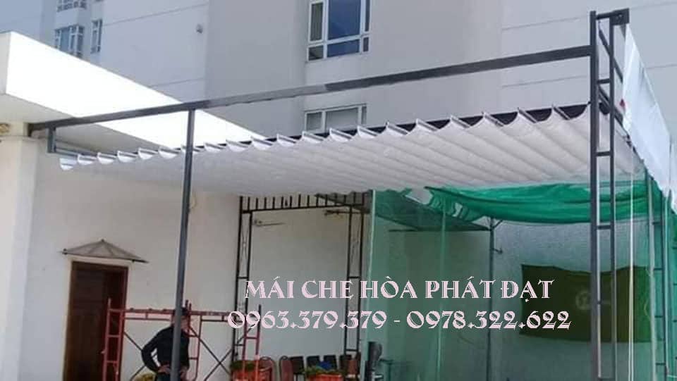 Mái bạt xếp trước nhà Mái xếp di động trước sân nhà đẹp tiện lợi