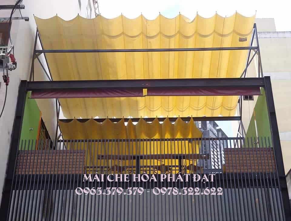 mẫu mái xếp bạt kéo tầng thượng Mẫu mái xếp bạt kéo cho tầng thượng thoáng mát