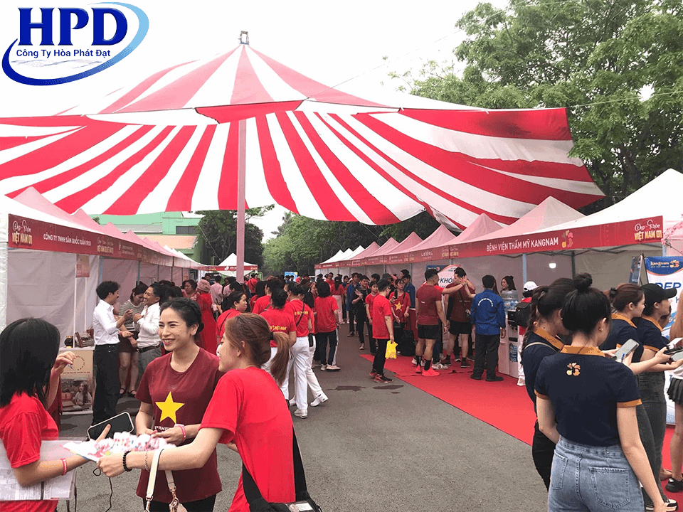 Dù bạt sự kiện hoàn thiện Dự án dù bạt sự kiện che nắng ngoài trời sau khi hoàn thiện
