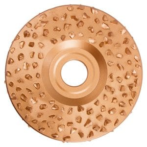 Textured brass grinding disc for woodworking.