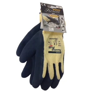 Protective work gloves with rubber coating