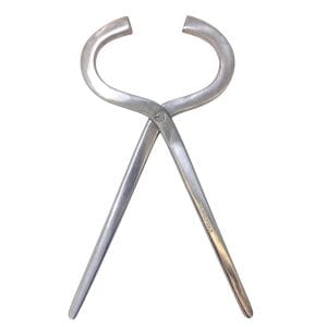 Metal tongs for blacksmithing or workshops.