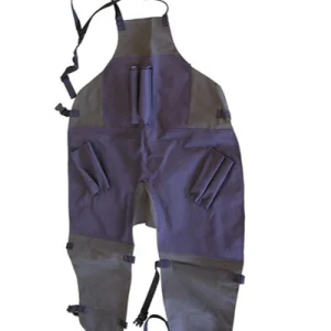 Protective firefighter turnout pants, navy blue.