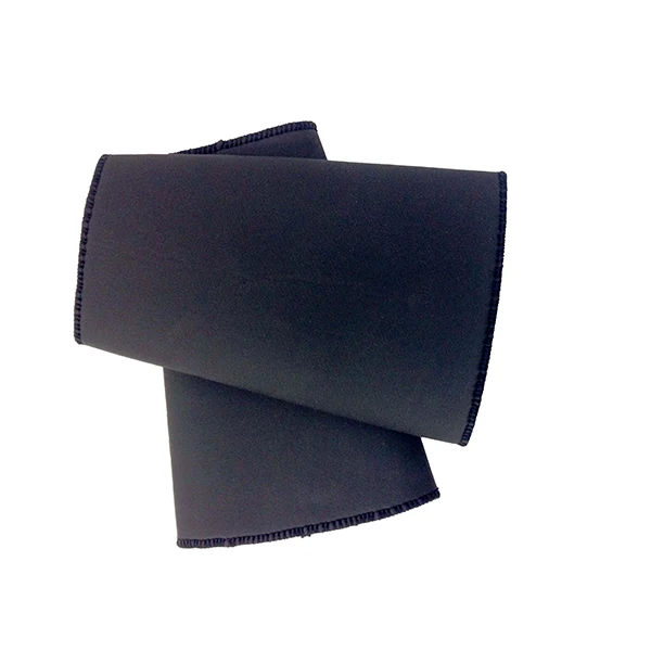 Black knee sleeves folded on white background.