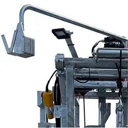 Industrial metal structure with hooks and cables