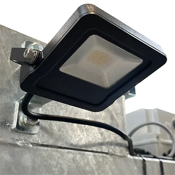 Mounted LED floodlight on metal structure