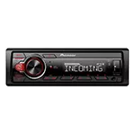 Pioneer car stereo with digital display and controls.