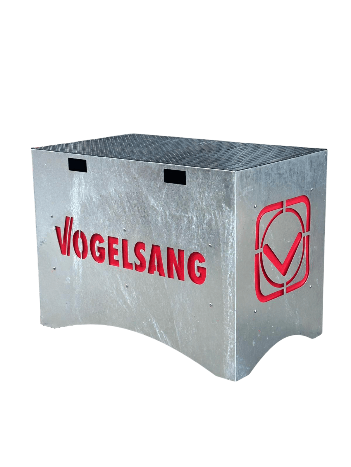 Vogelsang metal box with logo