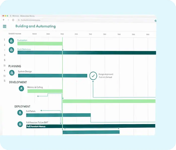 Automation process chart for building and system design.