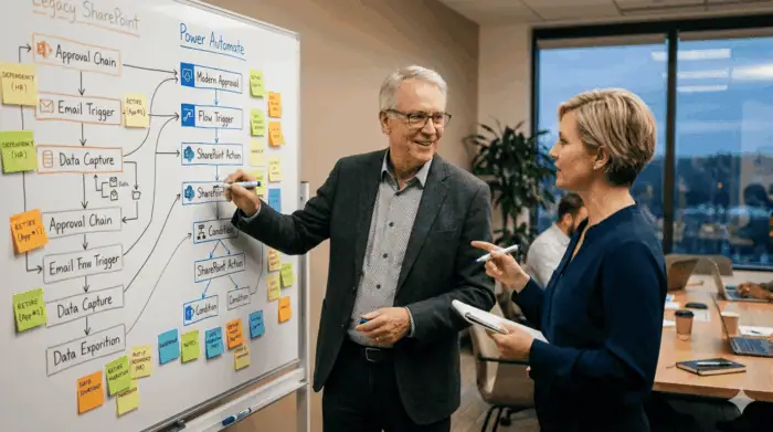 Efficient SharePoint workflow migration for legacy modernization and improved business processes.