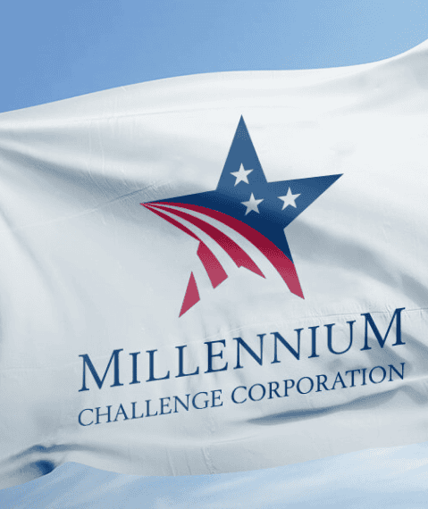 Agency flag with stars and stripes design.