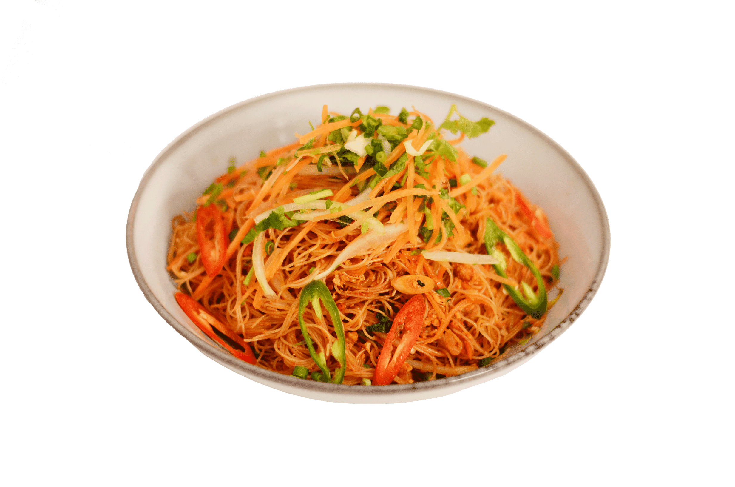 idocatering authentic thai style rice vermicelli served on white plate 