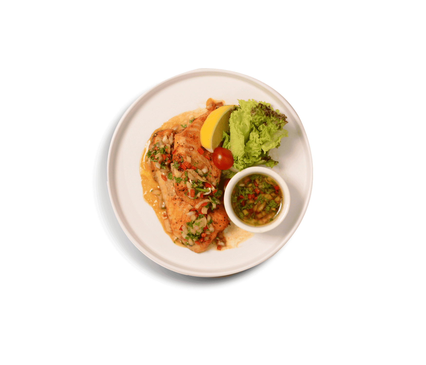 idocatering creamy caper baked fish fillet dish served on white plate for catering event
