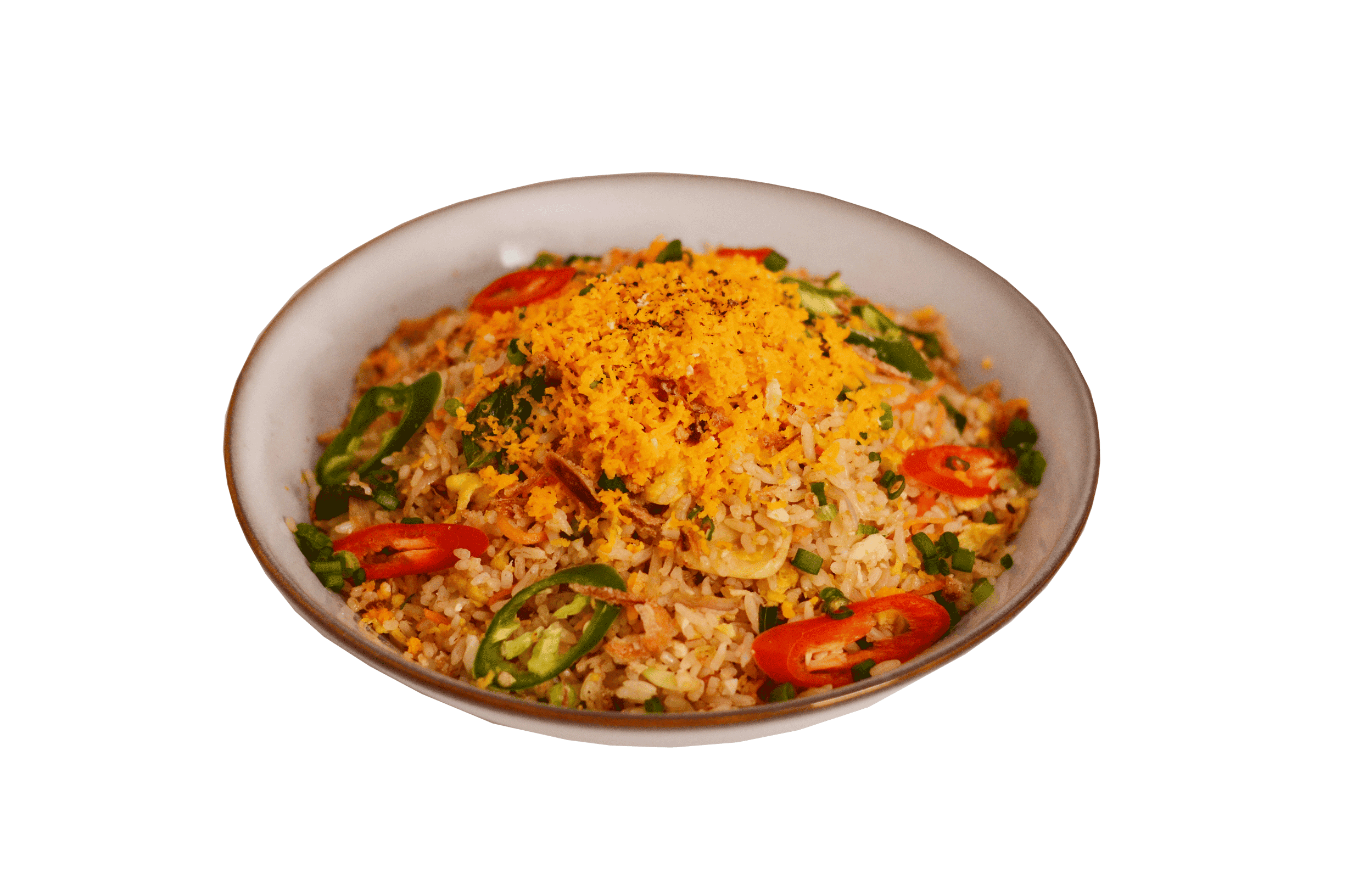 idocatering golden fried rice served on white plate 
