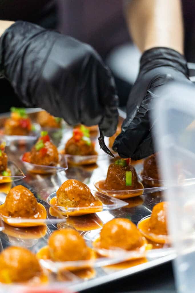 Neapolitan Meatballs served for walk around canape catering