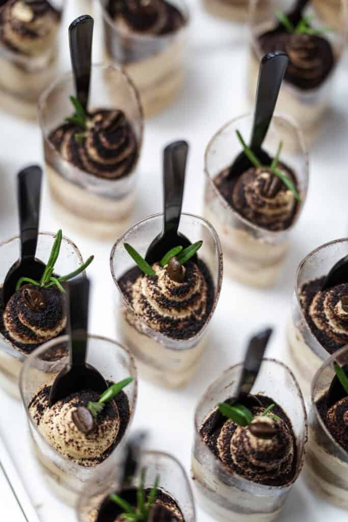 Tiramisu in cCups served for walk around canape catering