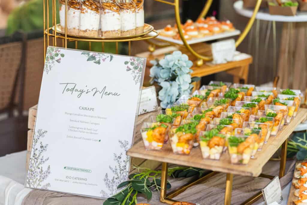idocatering's garden wedding buffet canape