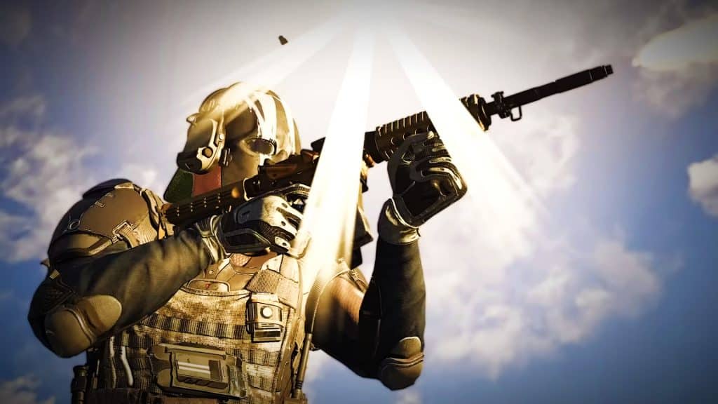 XDefiant character shooting his weapon