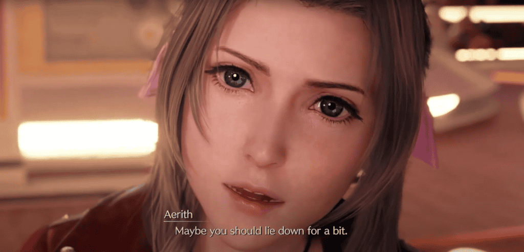 aerith telling cloud to rest