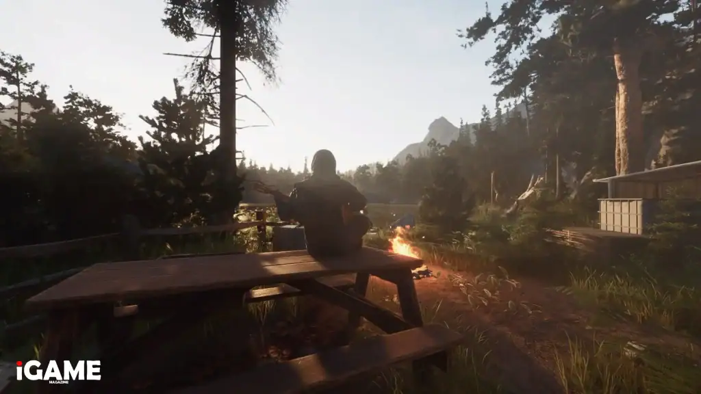 Survivor resting beside a campfire in ARDEM ahead of the ARDEM release date