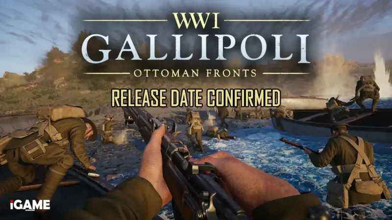 Official Gallipoli Ottoman Fronts artwork showing soldiers landing during a World War I beach assault
