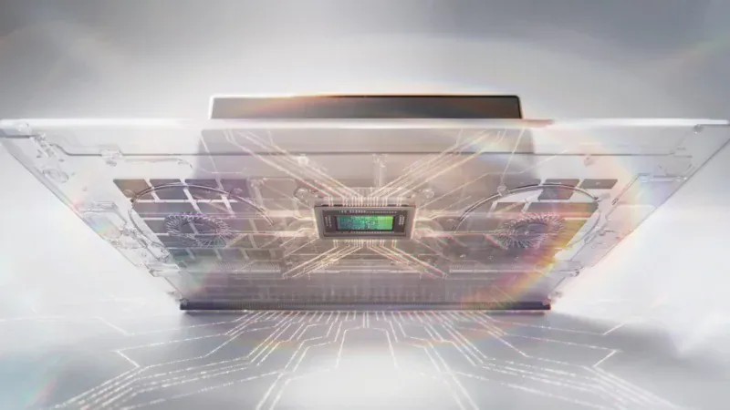 The NVIDIA RTX Spark superchip inside a see-through laptop