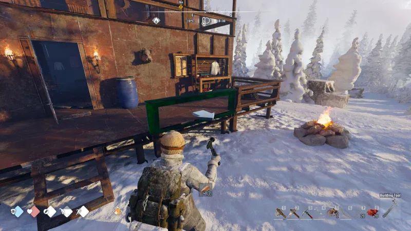Building a shelter by a campfire in Permafrost