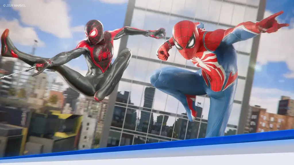 Miles Morales and Peter Parker swing through New York in Marvel's Spider-Man 2 on PS5