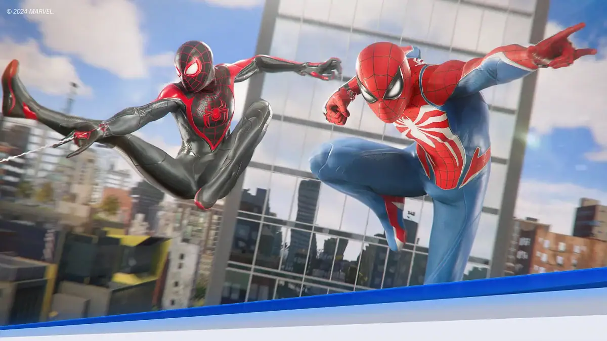 Miles Morales and Peter Parker swing through New York in Marvel's Spider-Man 2 on PS5