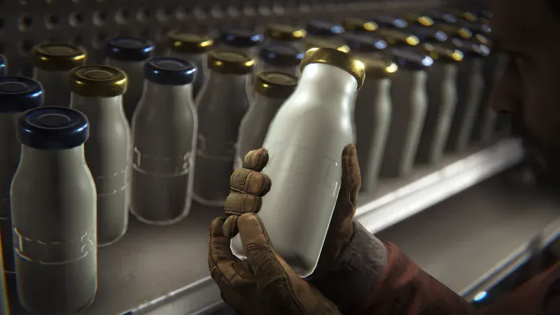 Milk bottles and cream from the Livestock update in Rust