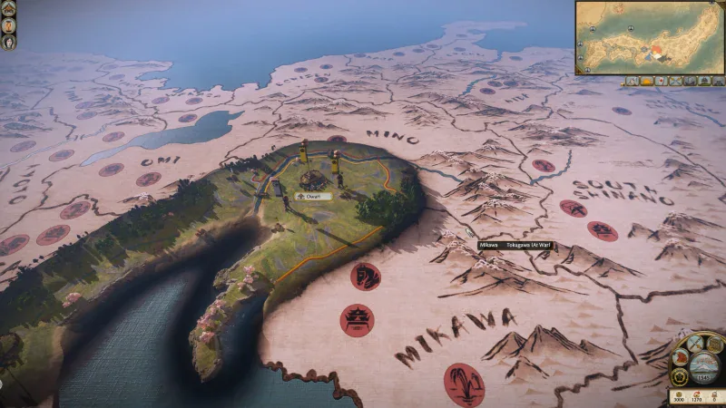 The new parchment-style campaign map of Japan in Total War: Shogun 2 Complete Edition
